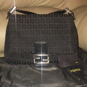 FENDI Zucchino Mama Canvas Baguette Bag